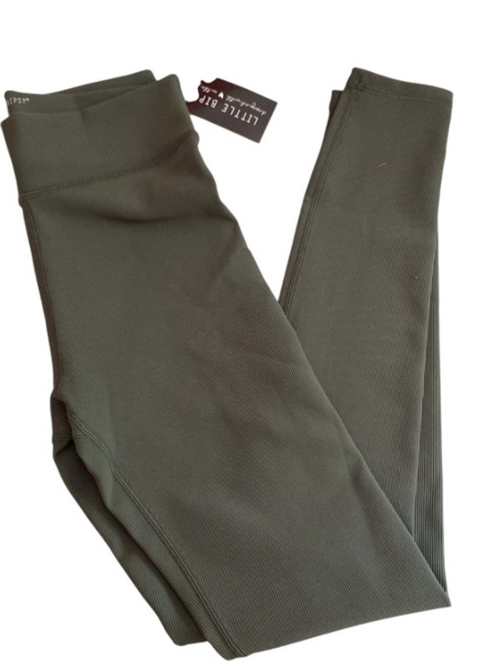 Little Bipsy Olive Ribbed Kids Leggings NWT Size 8